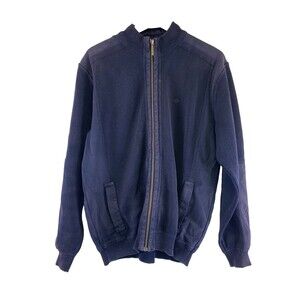 Saint James Full Zip Sweater Jacket Navy Blue Cotton Knit Pockets Mens Large